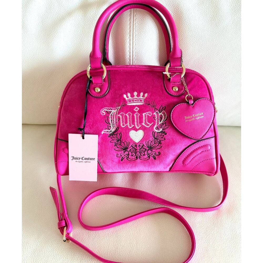 Juicy Couture Free Love Heritage Bowler Bag Pink NWT Y2K Crossbody